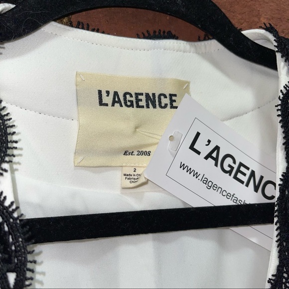 L’AGENCE NWT White with Black Lace Trim Open Jacket Size 2 - Picture 4 of 9